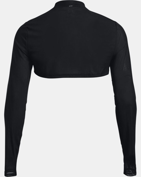 Camiseta de manga larga con cuello cerrado UA Mesh Crop para mujer, Black, pdpMainDesktop image number 6